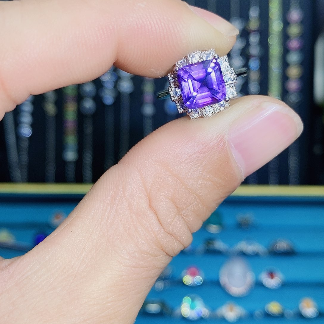 紫晶珠宝半成品银S925镶嵌