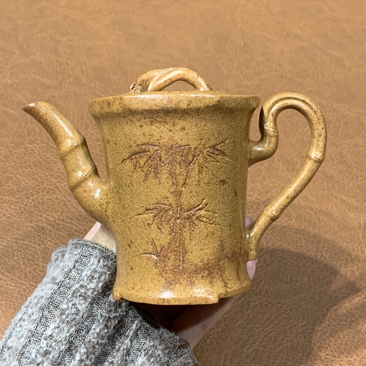 原矿本山段泥高温柴烧亭竹壶130毫升全手工宜兴茶具套装紫砂壶272