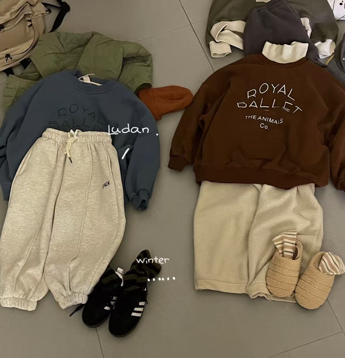 A5775男女童时尚潮流洋气休闲百搭秋冬季加毛收腿运动裤