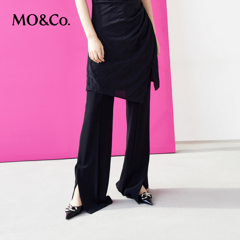 【赵老板专属】MOCO夏季立体中线开叉拖地长裤休闲裤MBB2PATT05