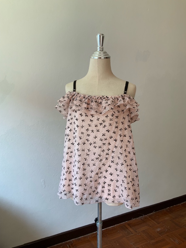 优雅灯笼袖拼接荷叶边套头上衣女装夏季新款