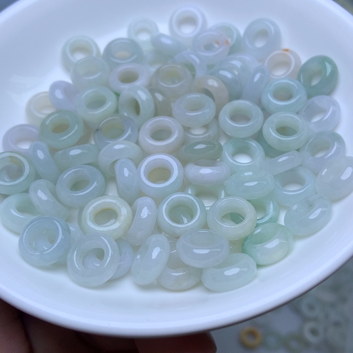散珠翡翠卡10冰绿白圆环20个