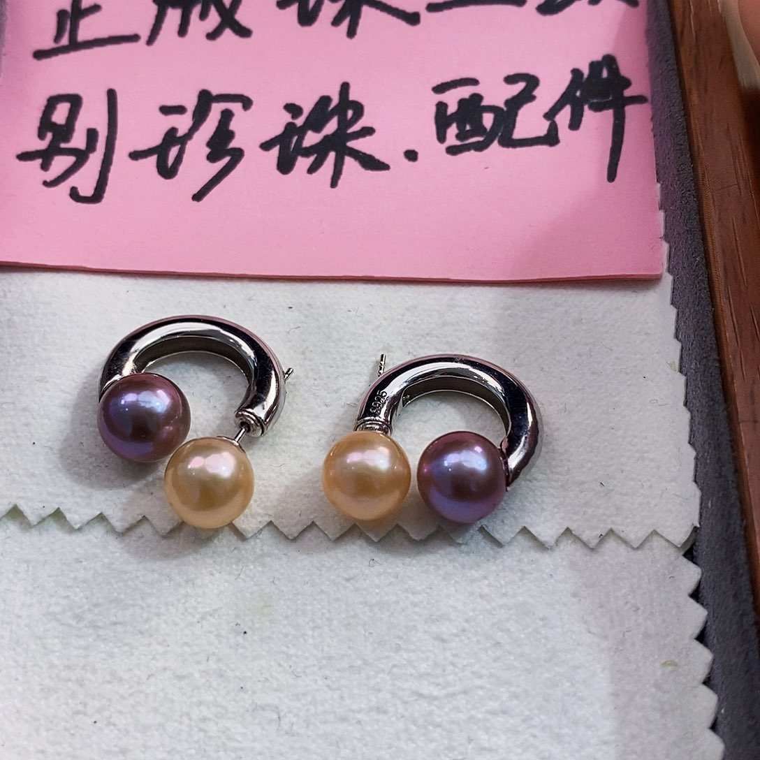 银S925镶嵌特价清库存正版珠宝淡水左右极光珍珠设计款淡水珍