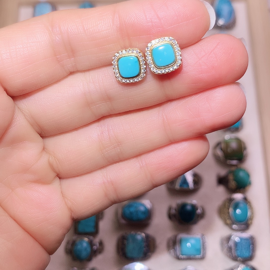 绿松石银S925镶嵌戒指