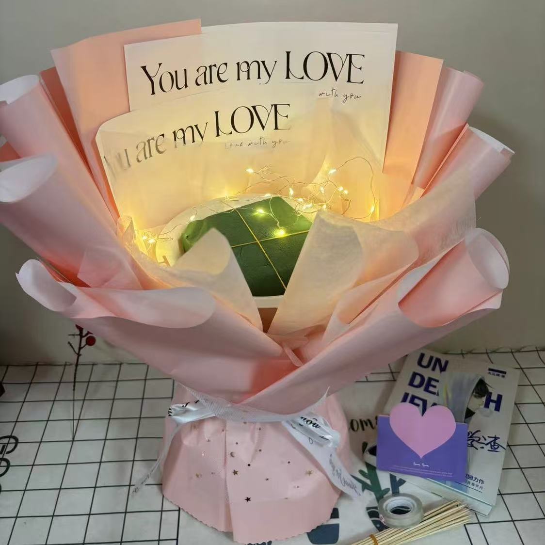 免包半成品包装DIY创意礼物花壳鲜花零食花束半成品包装