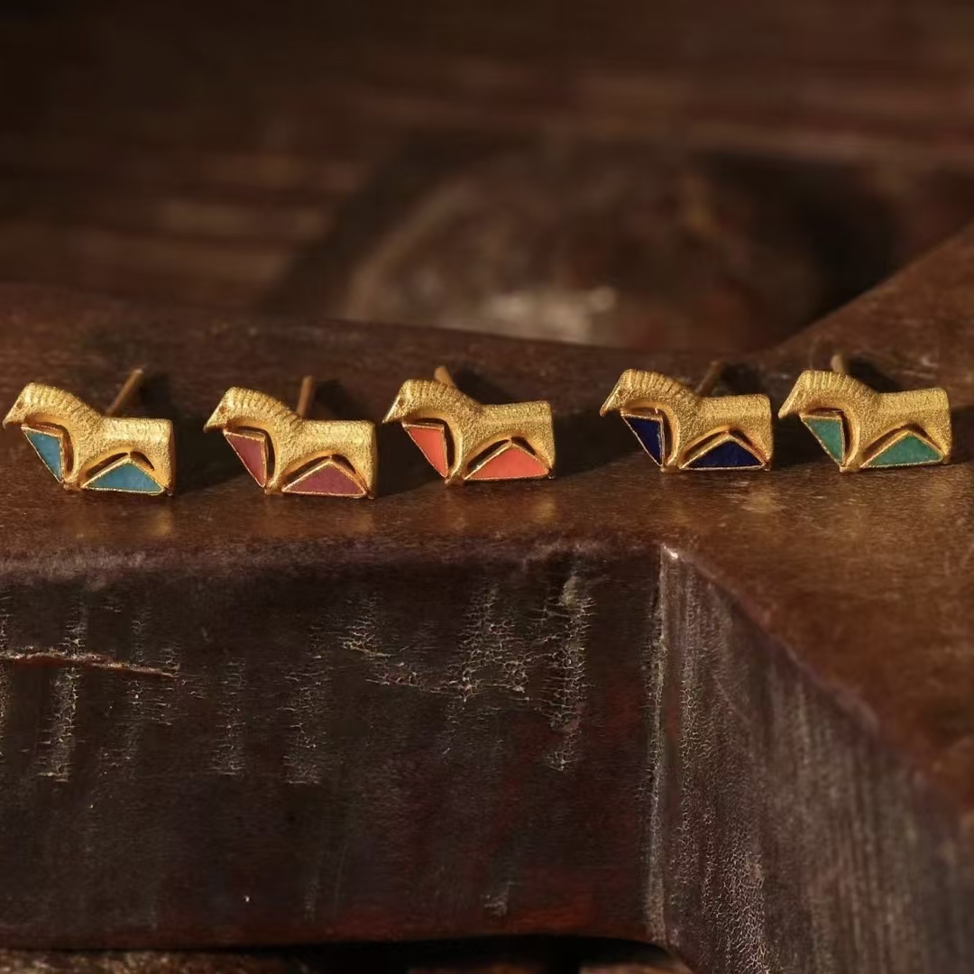 【细工】马迹金途  足金999耳钉一抹俏皮减龄的萌趣