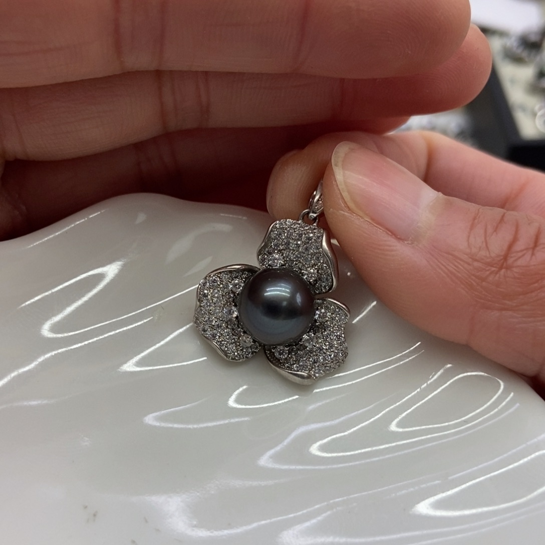 海水珍珠吊坠(不含链)银S925镶嵌