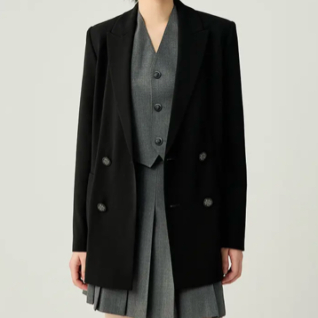 GIRDEAR/哥弟哥弟简约气质通勤质感宽松H型显瘦西装外套140002