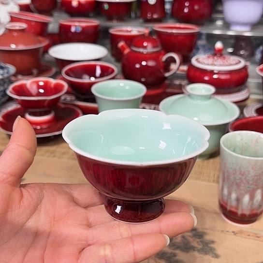 景德镇陶瓷红马坊高脚杯