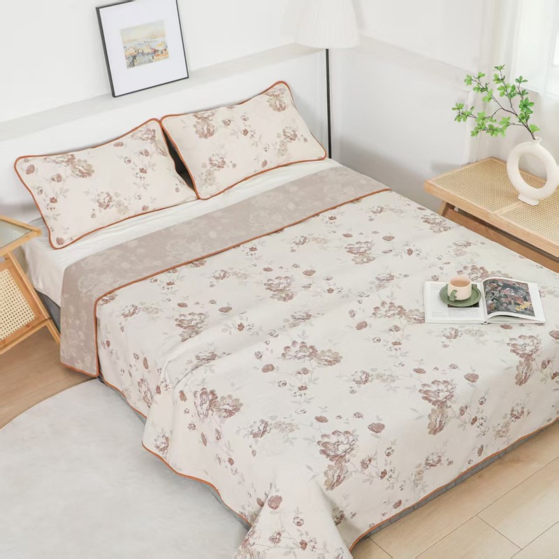 【京かわ会社】棉麻流苏枕巾一对装55*78春韵花朝