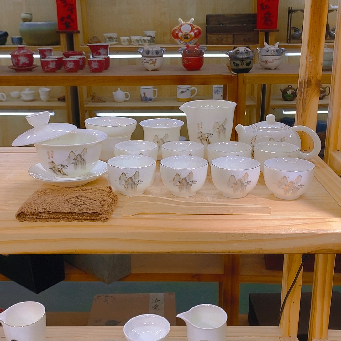 【不止】羊脂玉瓷茶具套装