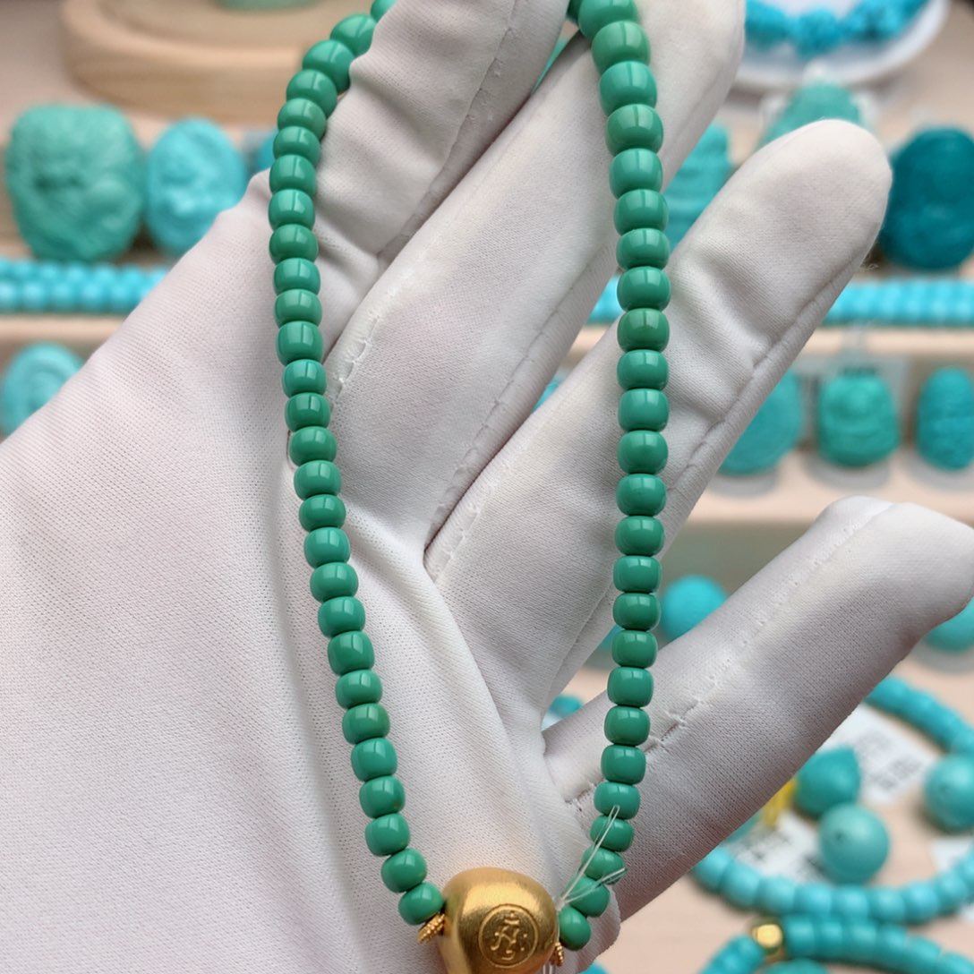 绿松石珠宝奇石未镶嵌7mm