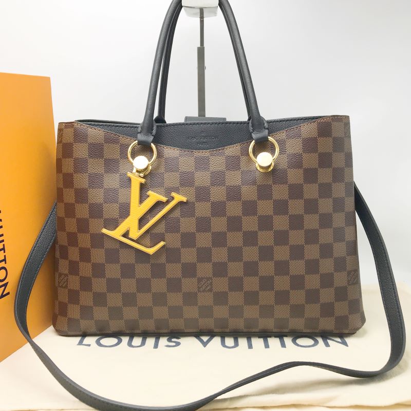 95新 LouisVuitton/路易威登 洋诚二手 LV棋盘格拼黑斜挎包