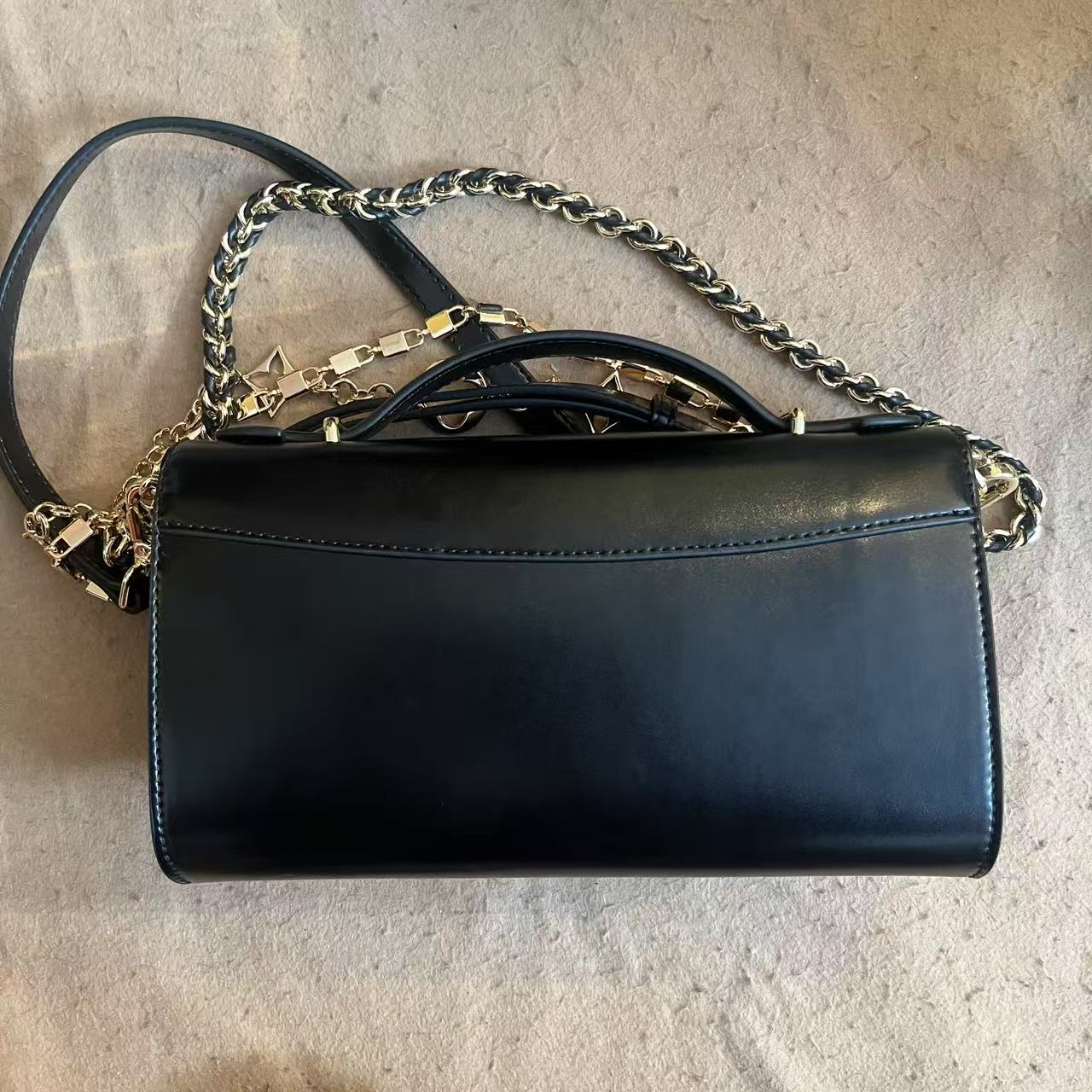 TOLEX2025新款手工百搭真皮女包长豆腐时尚百搭黑色女士25cm