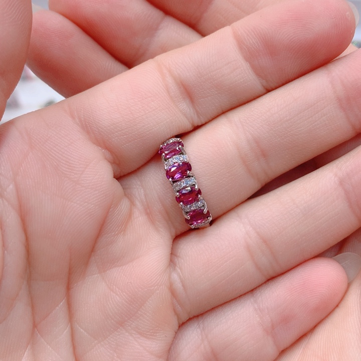 石榴石戒指银S925镶嵌