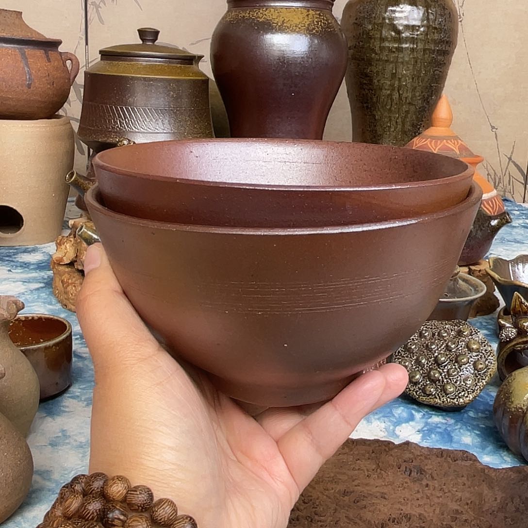 柴烧手拉胚大汤碗