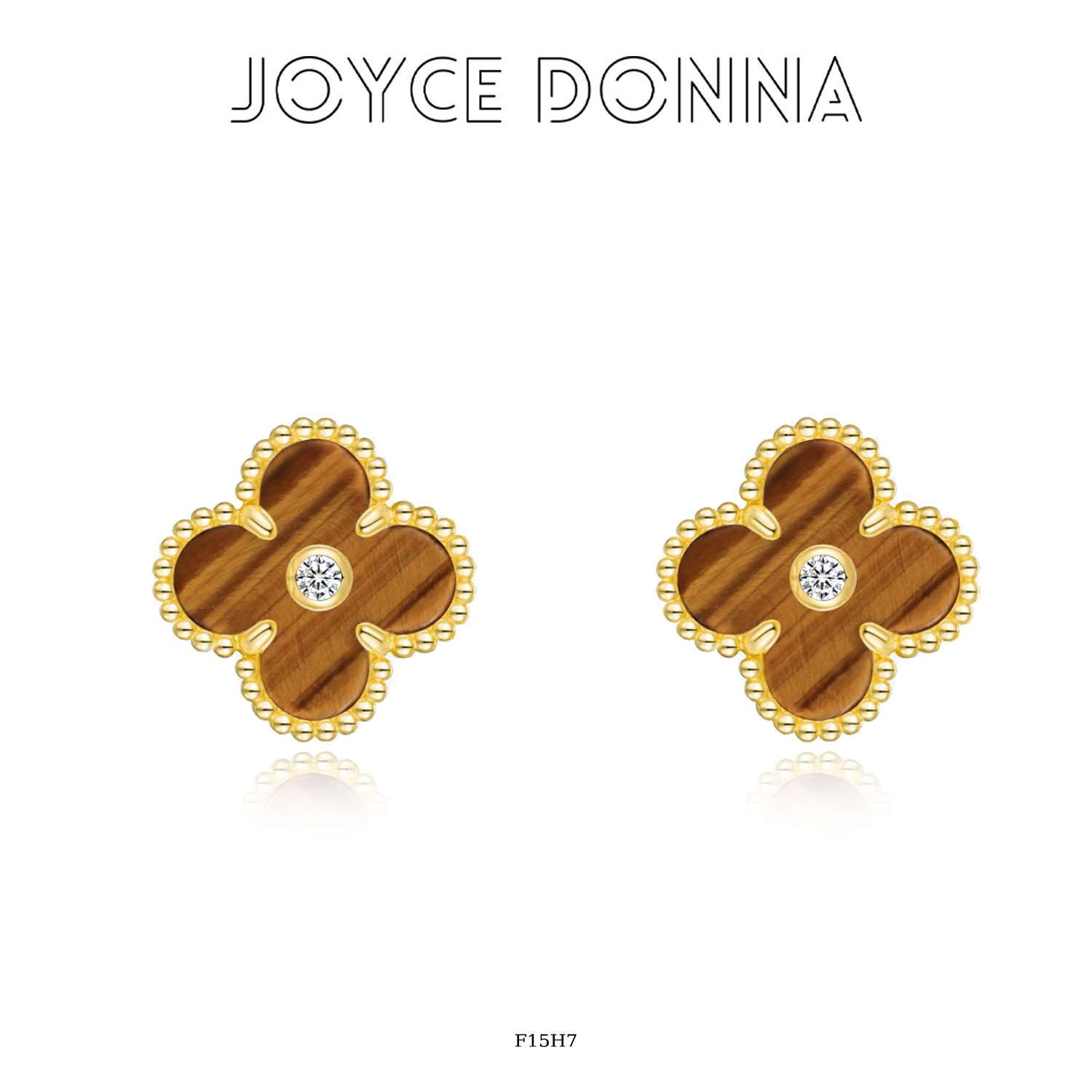 925银针 轻奢高级感美拉德色四叶花朵耳环 F15H7