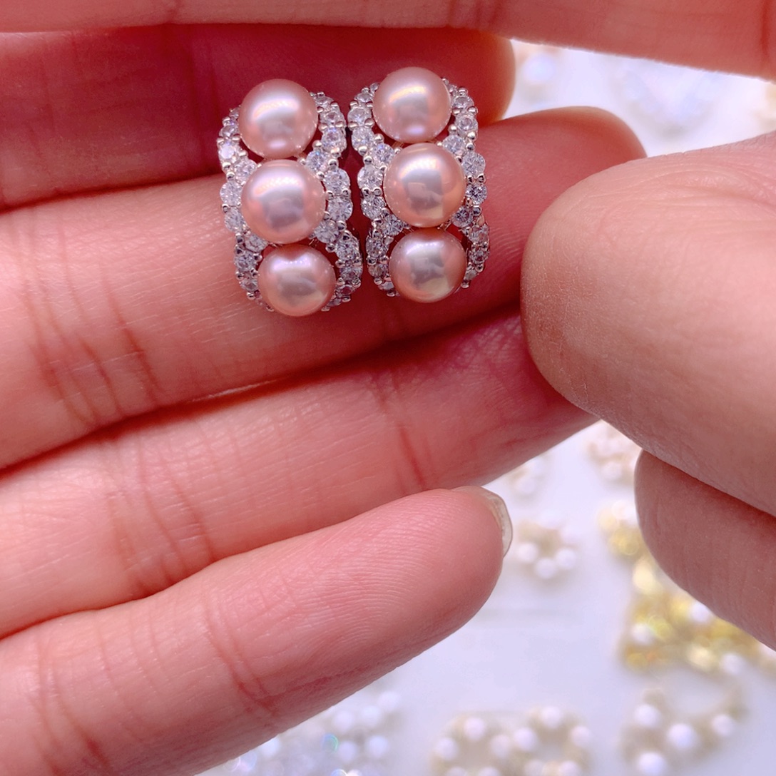 淡水珍珠耳饰合金