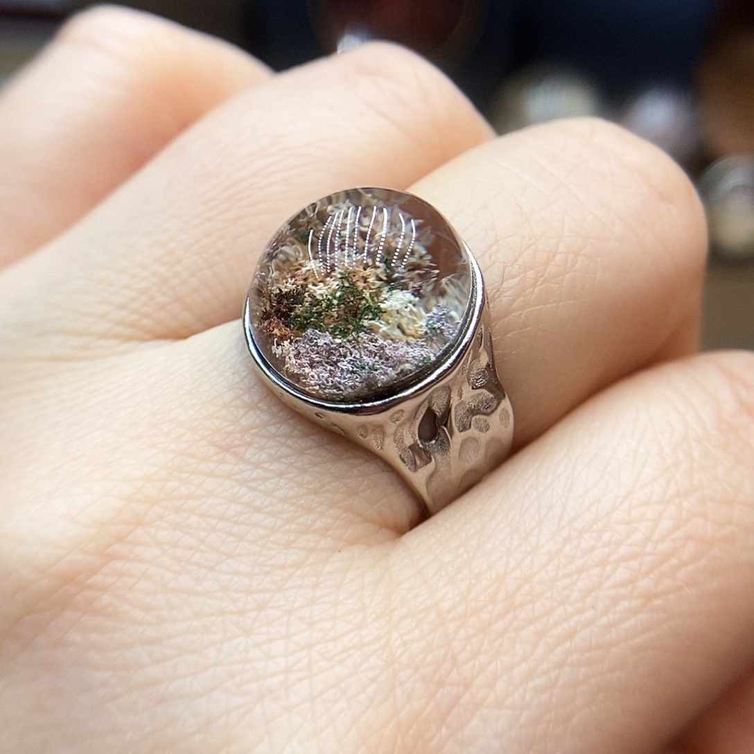 水晶戒指银S925镶嵌X*Y戒指 