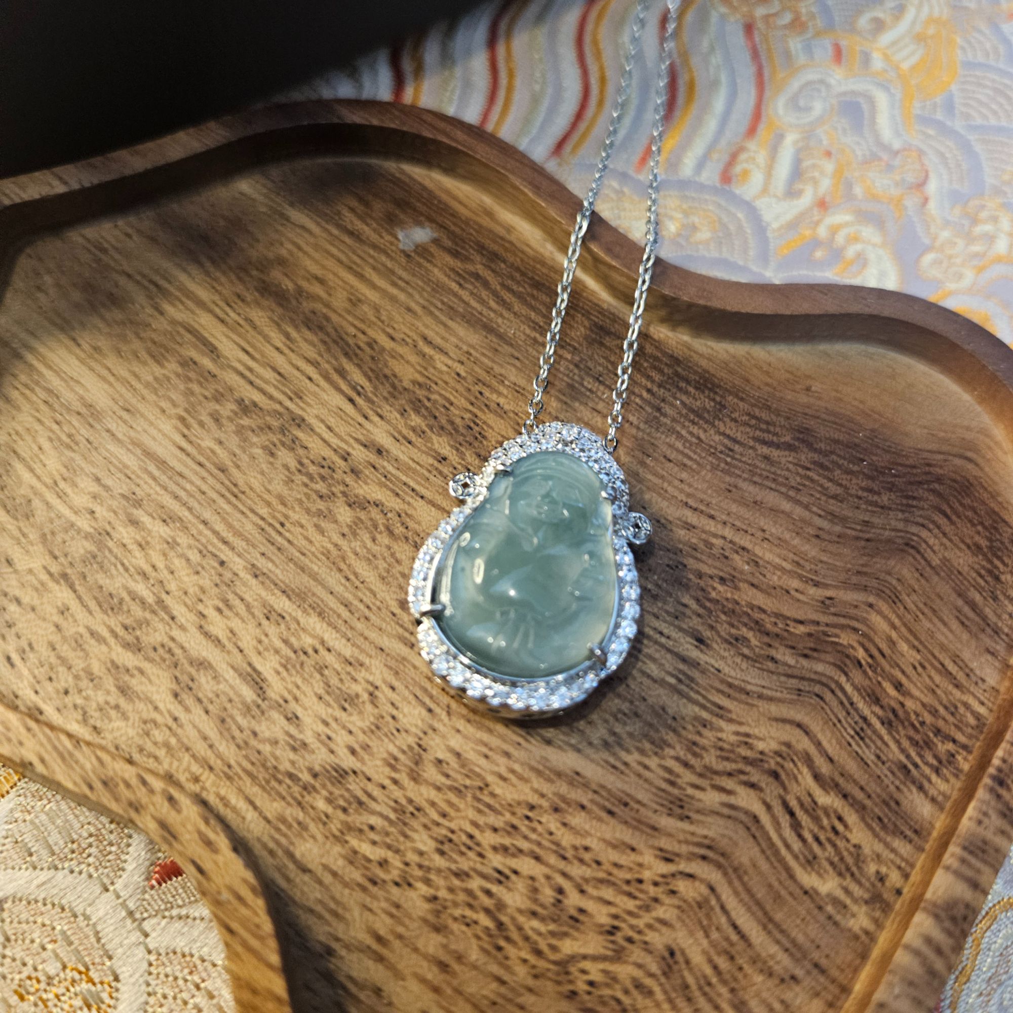 【乐如玉】贝才感蓝水翡萃暴富小財神吊坠