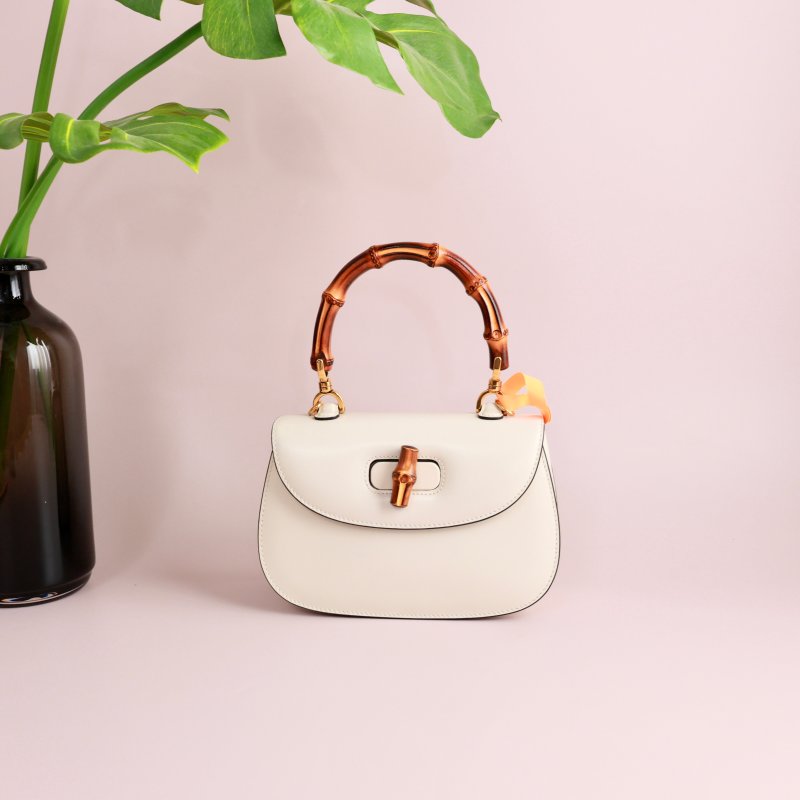 99新 GUCCI/古驰 1947白色竹节/单肩包/3382