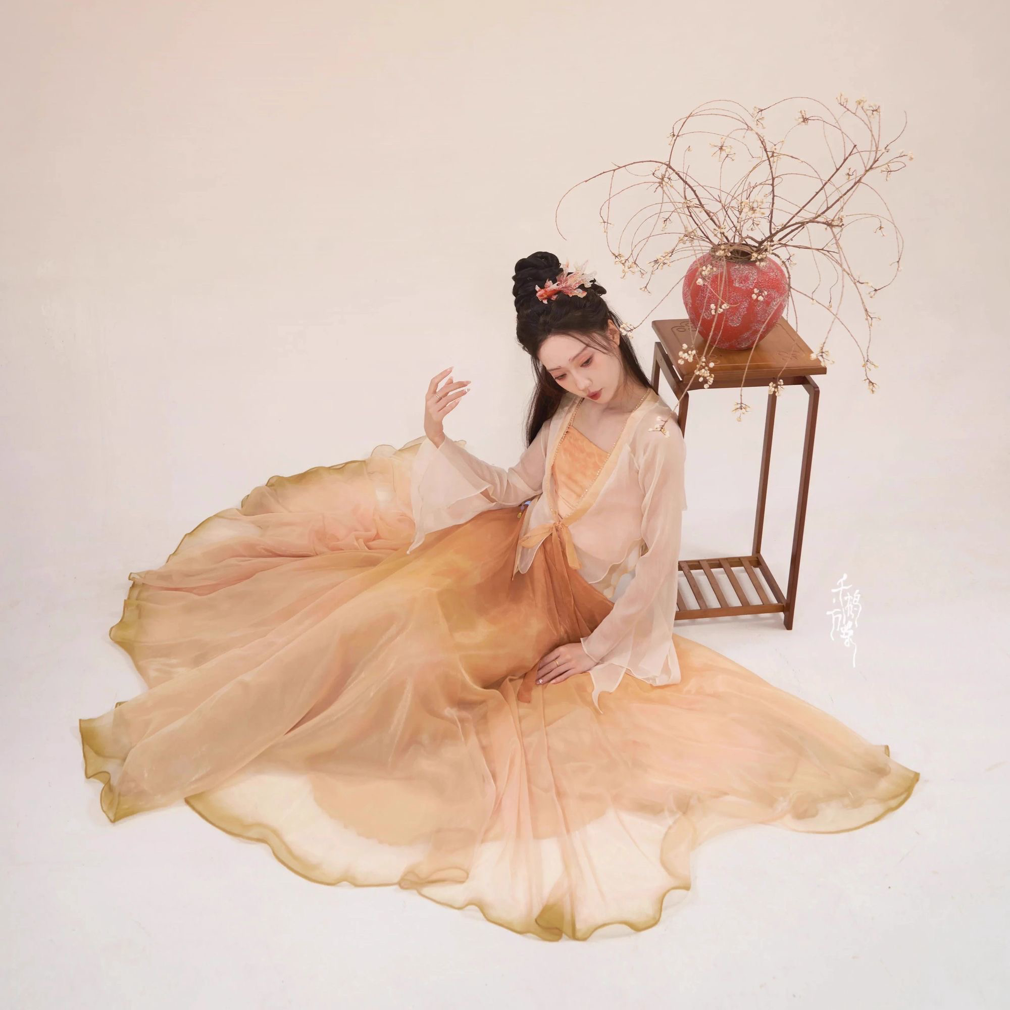 |万鹤千蝶|熹时漪漪锦鲤古风舞蹈水晶纱衣720度吊坠摆裙左左同款