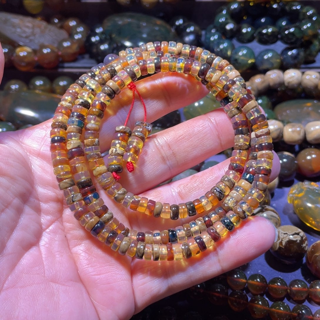 格***格琥珀未镶嵌手链天然