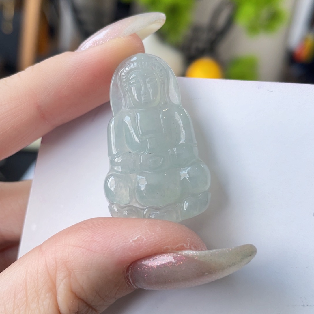 翡翠未镶嵌吊坠(不含链)冰晴绿观音