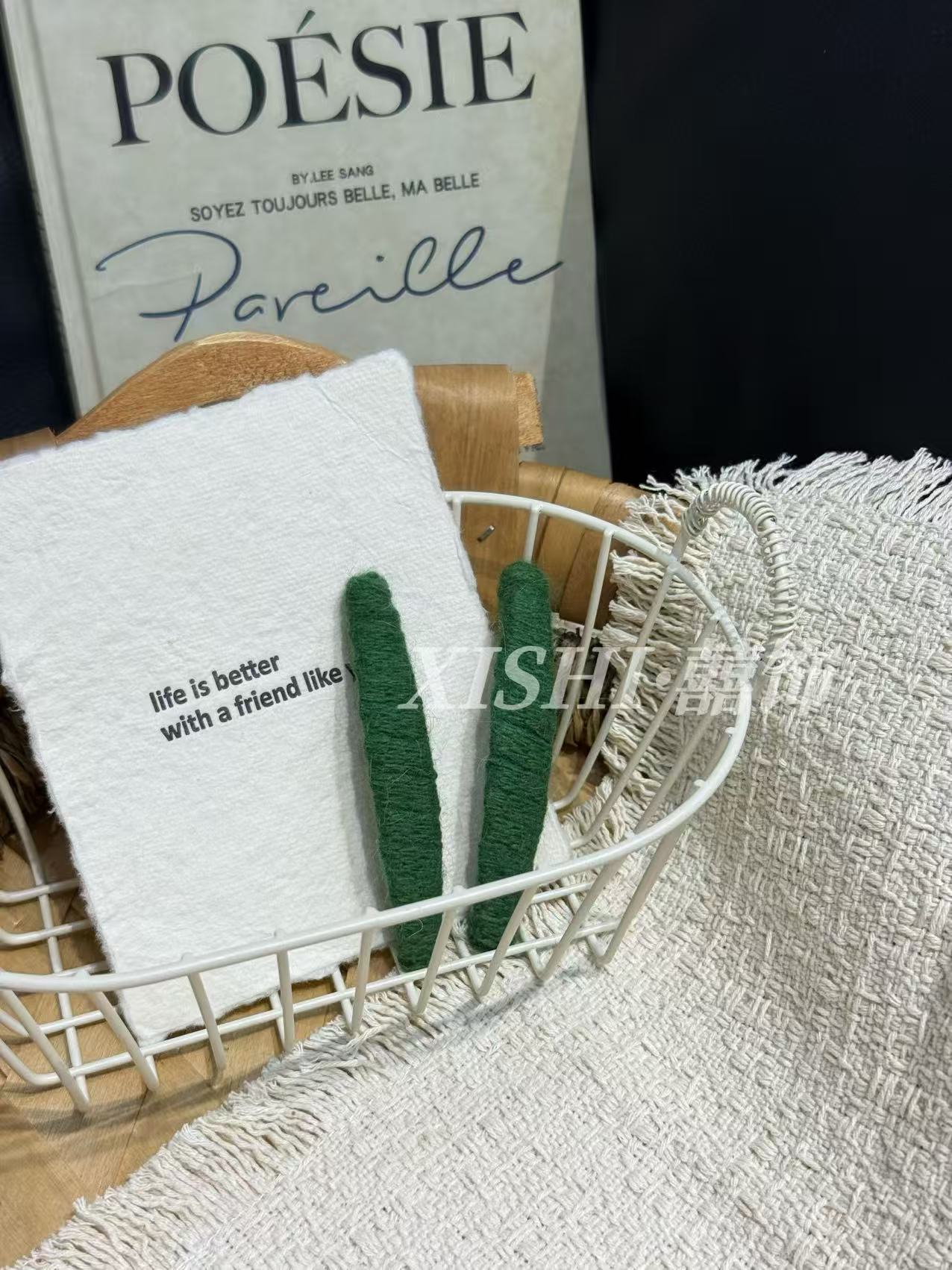 绿色毛线显白简约对夹329