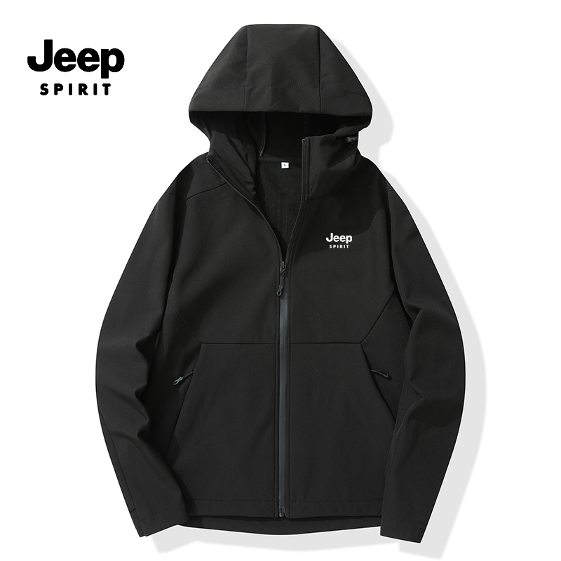 JEEPSPIRIT户外男女同款软壳冲锋衣运动服外套登山服防风防水夹克