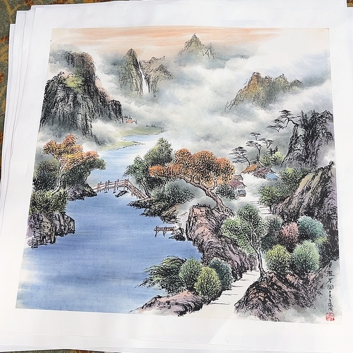 国画爱****鱼四尺斗方李成