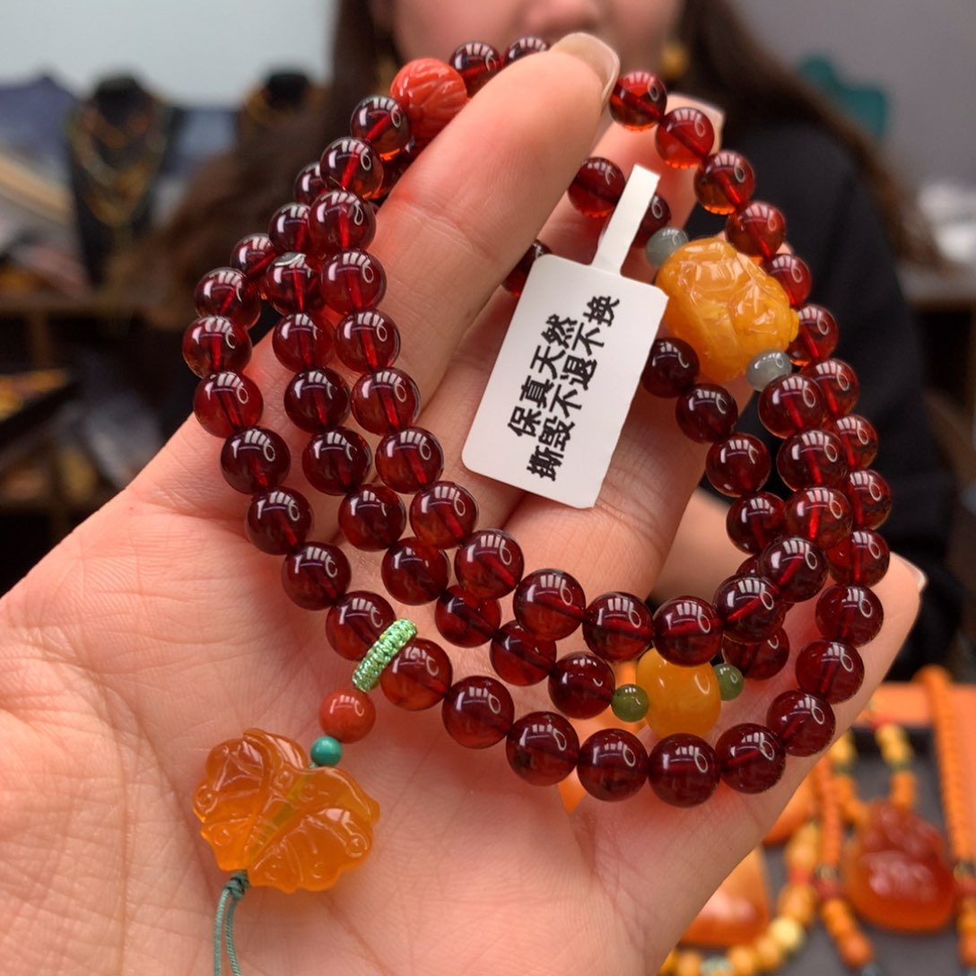 血珀手串未镶嵌天然
