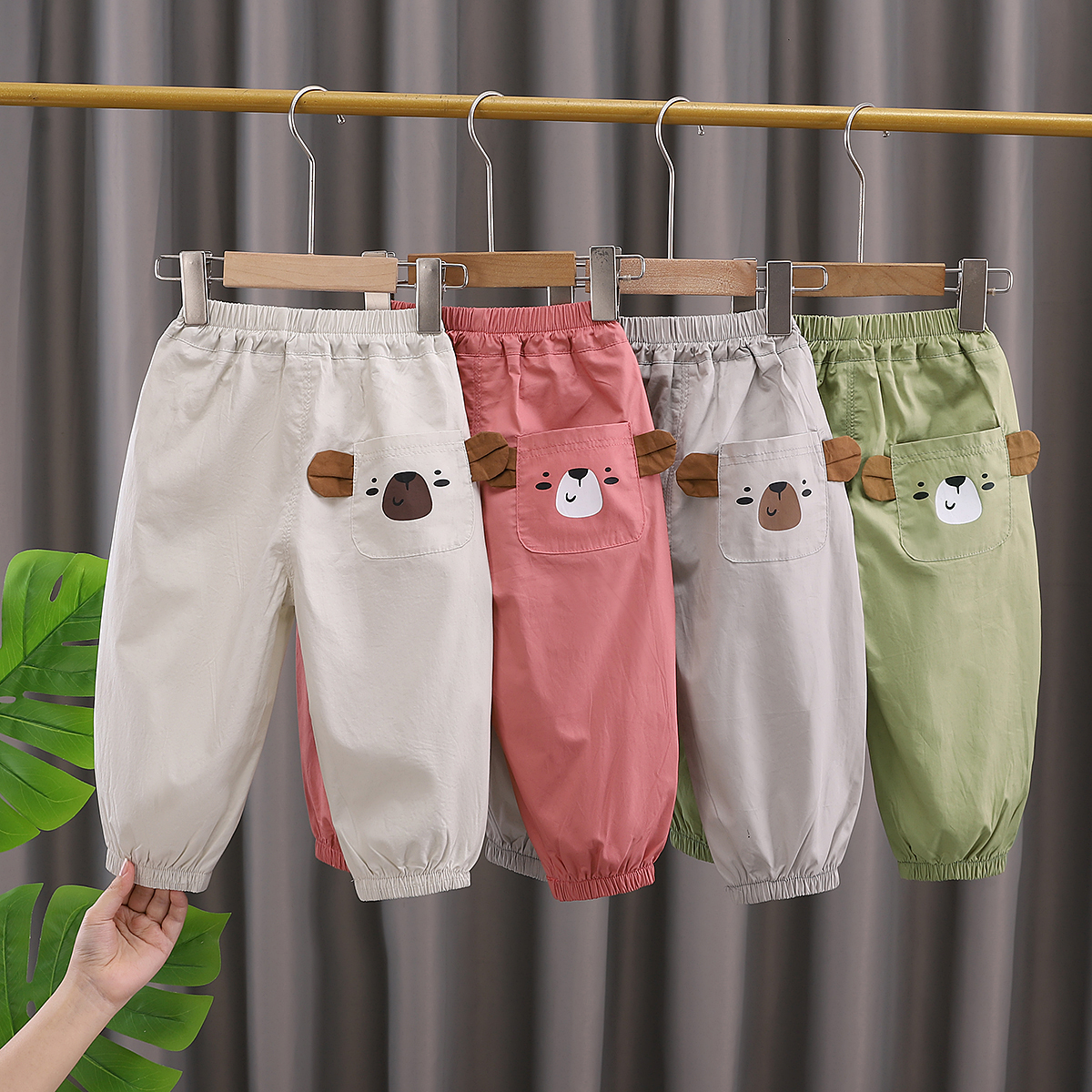 男童夏季薄款全棉长裤2025新款洋气儿童夏天防蚊裤女童束脚休闲裤