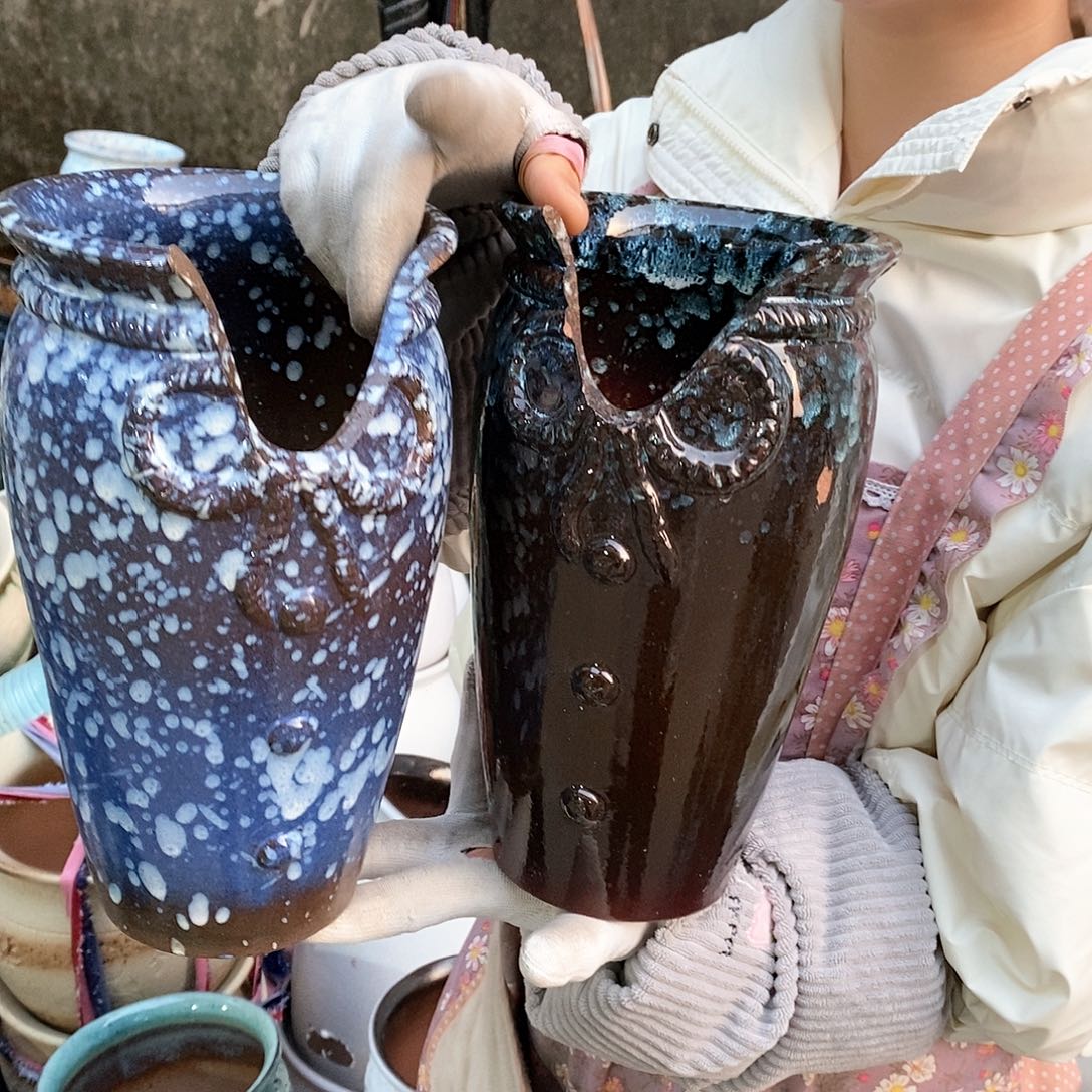 紫砂花盆瑕疵口14高25