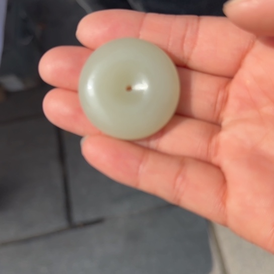 和田玉颈饰未镶嵌3.5冰晴水面包扣