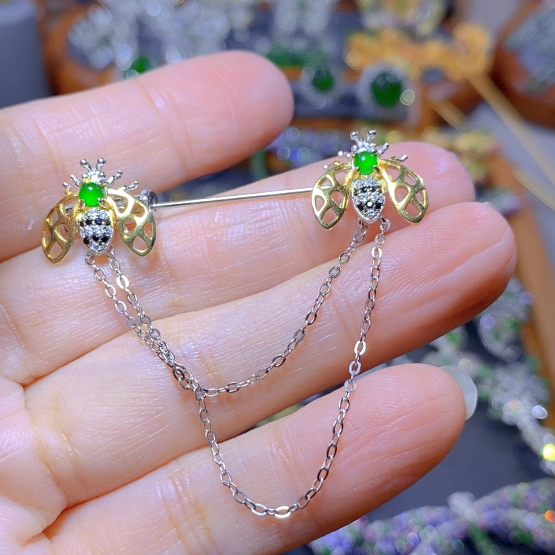 翡翠颈饰银S925镶嵌天然翡翠