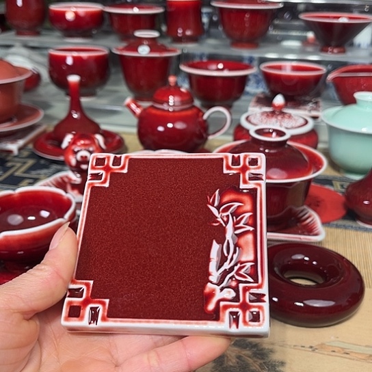 景德镇陶瓷红马坊杯垫
