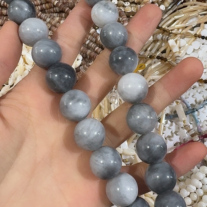 A***B玛瑙/玉髓合金珠宝半成品一条16mm鹰眼圆珠