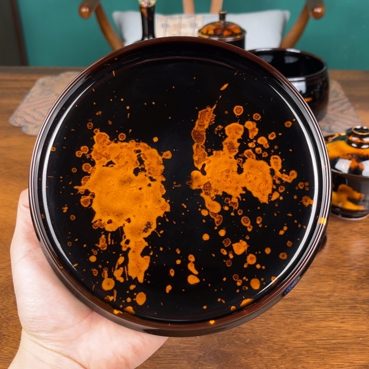 盘玳瑁釉圆形大壶承