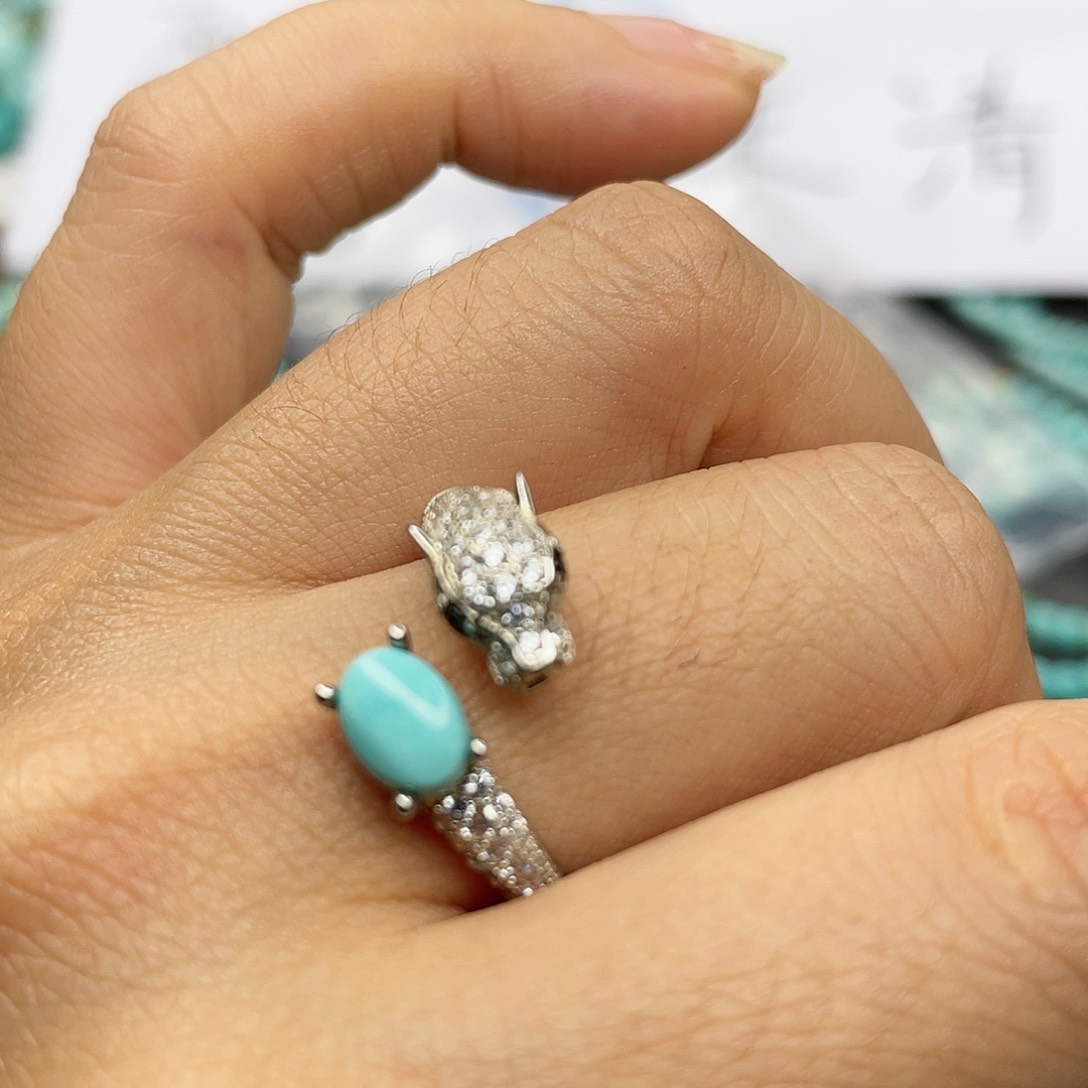 绿松石珠宝奇石银S925镶嵌