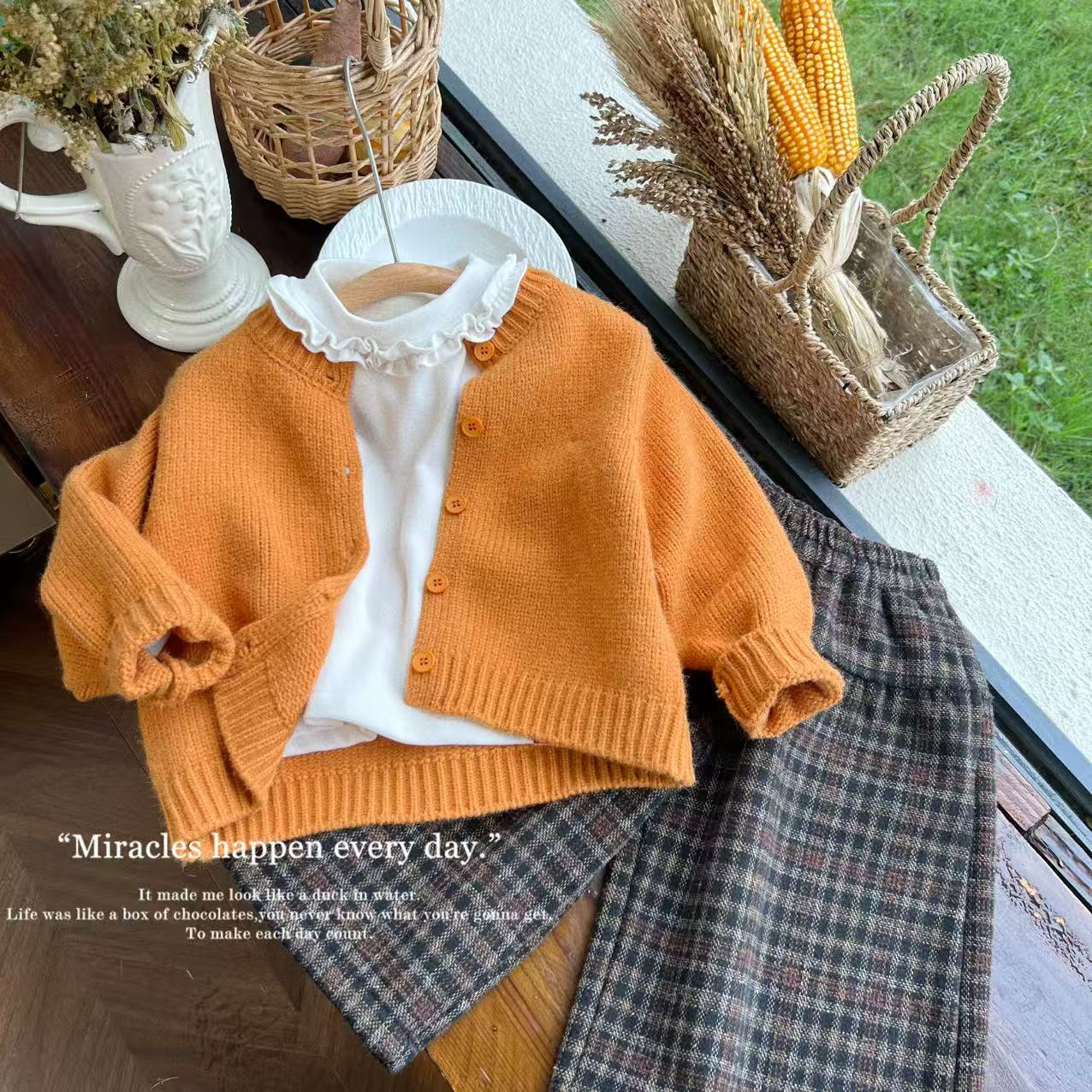 【风琴木耳】女童冬装双层加绒加厚打底衫衣服HB303（童装汉服26317 