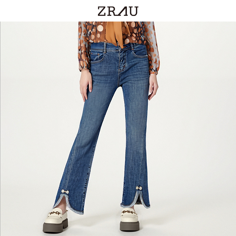 【臻选】ZRAU复古时尚百搭微喇牛仔裤Z1242N0006