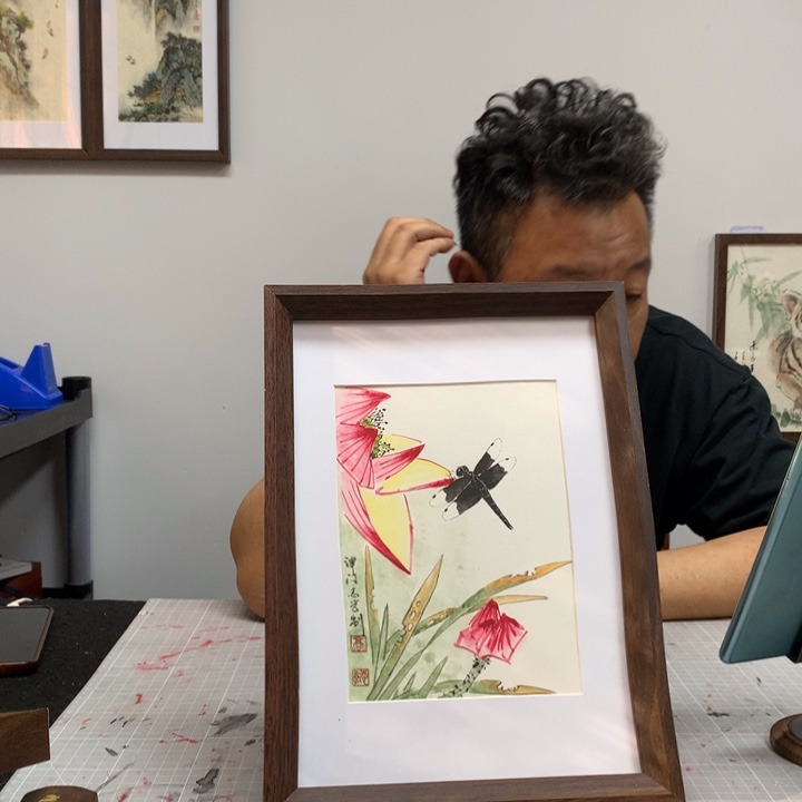 纸本手绘国画作品实木定制