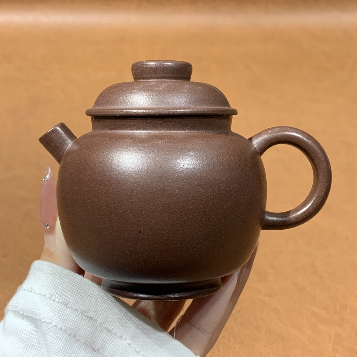 黄龙山原矿老紫泥巨轮珠壶100毫升（晃盖）半手工泡茶宜兴紫砂壶