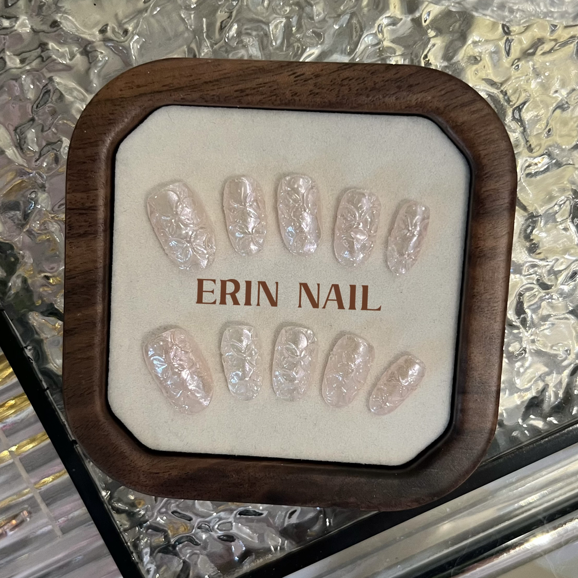 【ERIN NAIL｜波光粼粼】晶莹裸肤感纯手工嫩粉气质白开水穿戴甲