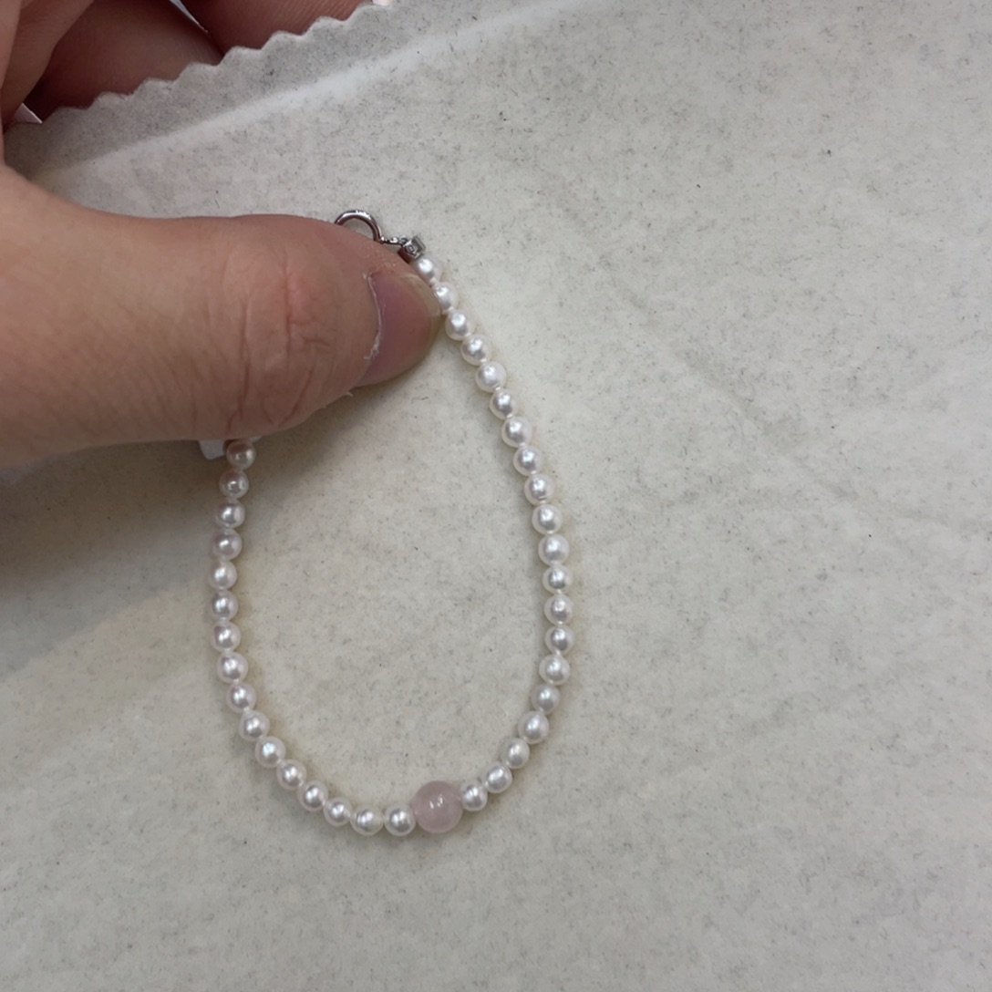 银S925镶嵌淡水珍珠手绳