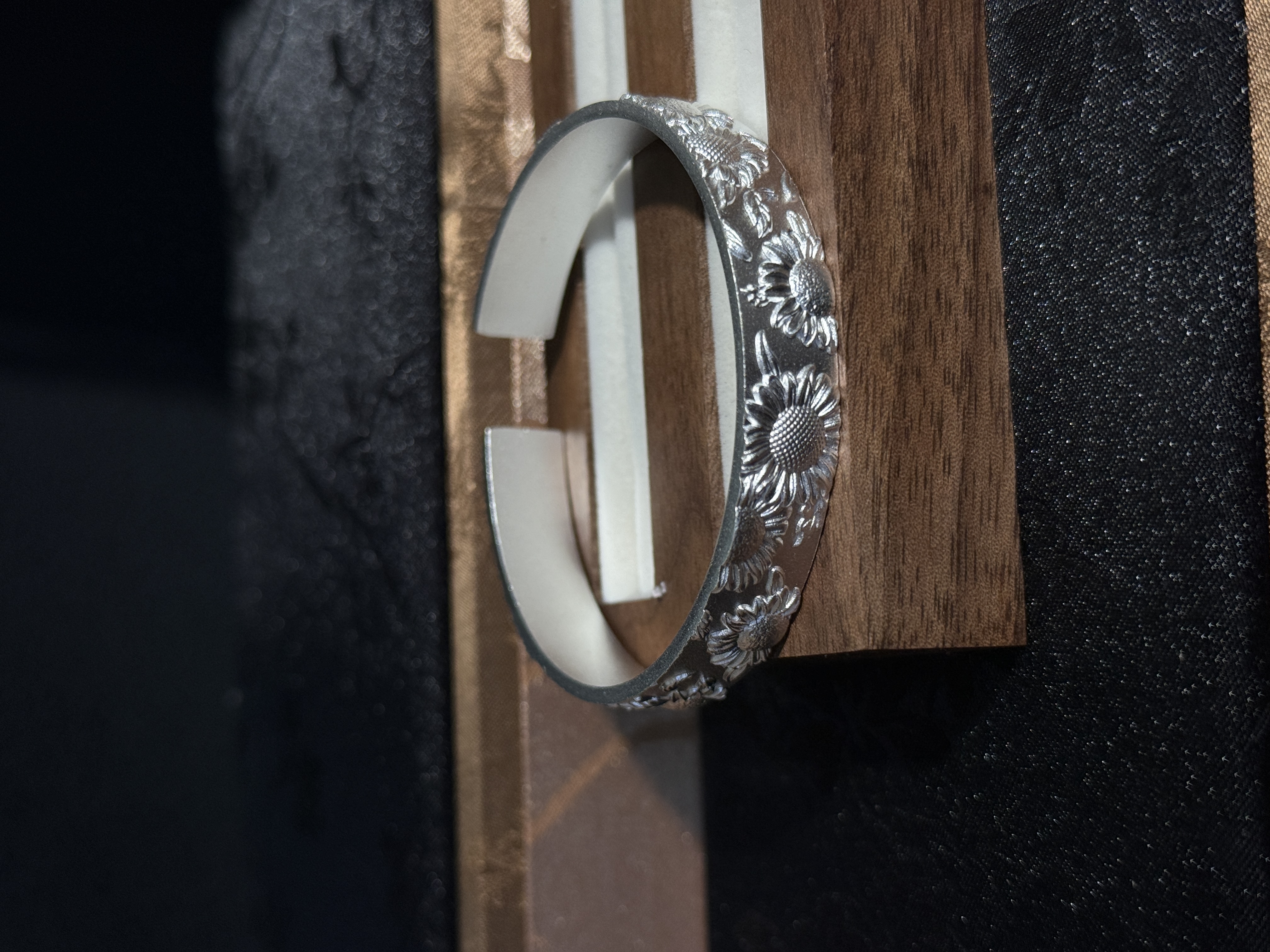 足银手镯 足银向日葵手镯【向阳】开口纯银浪漫复古新中式假一赔十