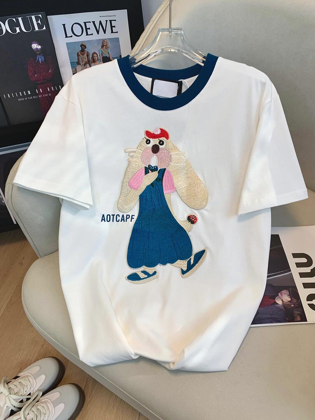 3121 新款韩版显白刺绣卡通兔子T恤宽松百搭上衣