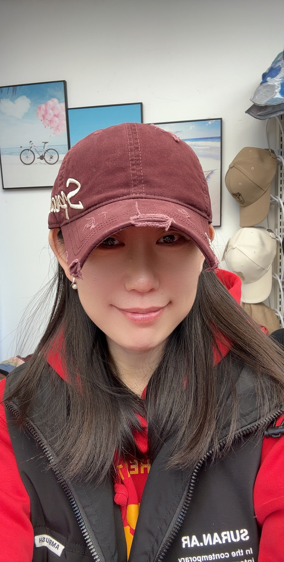 直檐百搭破洞做旧棒球帽美式侧边刺绣潮字母显脸小鸭舌帽NYLAUS