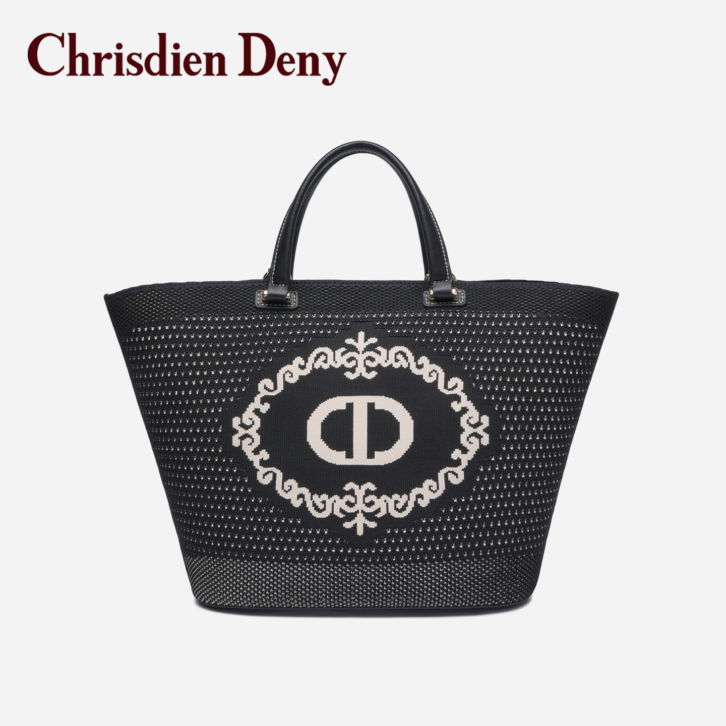 Chrisdien Deny 女式菜篮子单肩女包编织字母设计手提大容量包